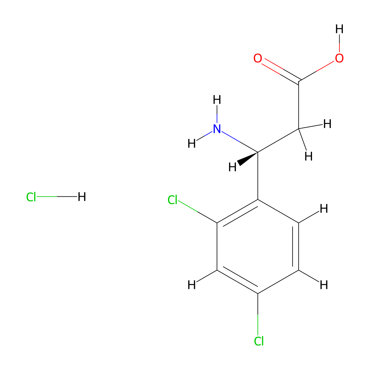 (R)-3-Amino-3-(2,4-dichlorophenyl)propanoic acid hydrochloride molecular structure, CAS 499794-65-9