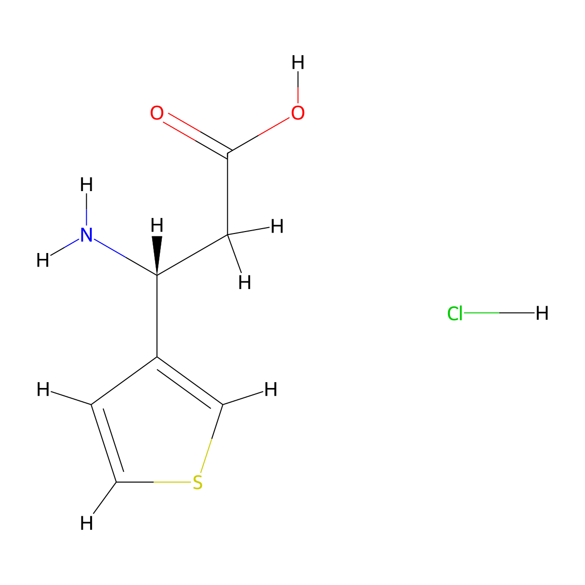 (3R)-3-amino-3-(thiophen-3-yl)propanoic acid hydrochloride molecular structure, CAS 499794-70-6
