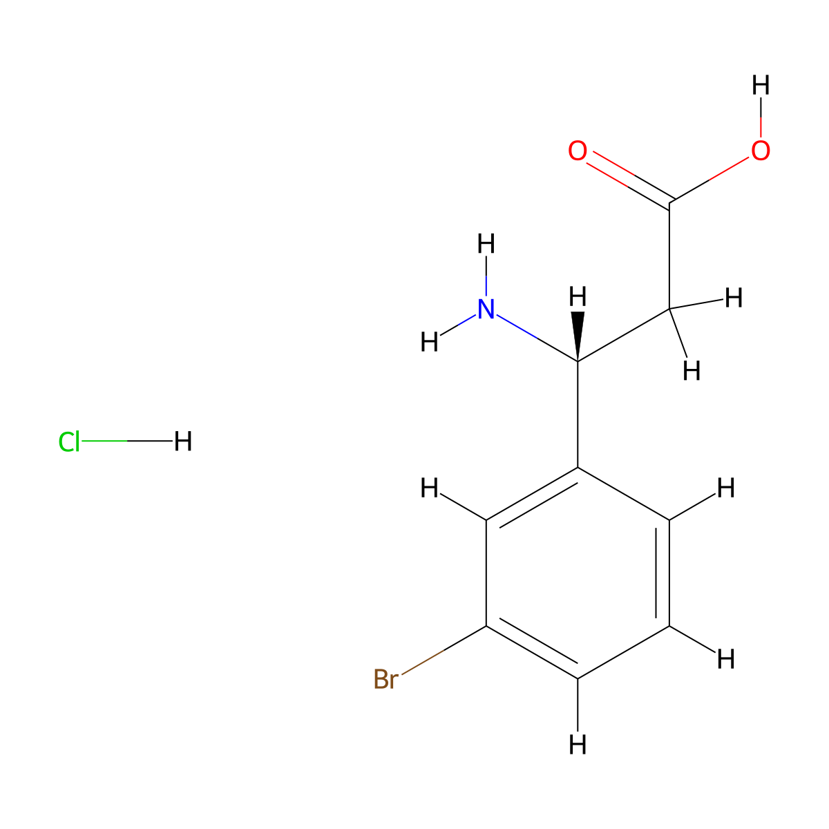 (3R)-3-amino-3-(3-bromophenyl)propanoic acid hydrochloride molecular structure, CAS 499794-77-3
