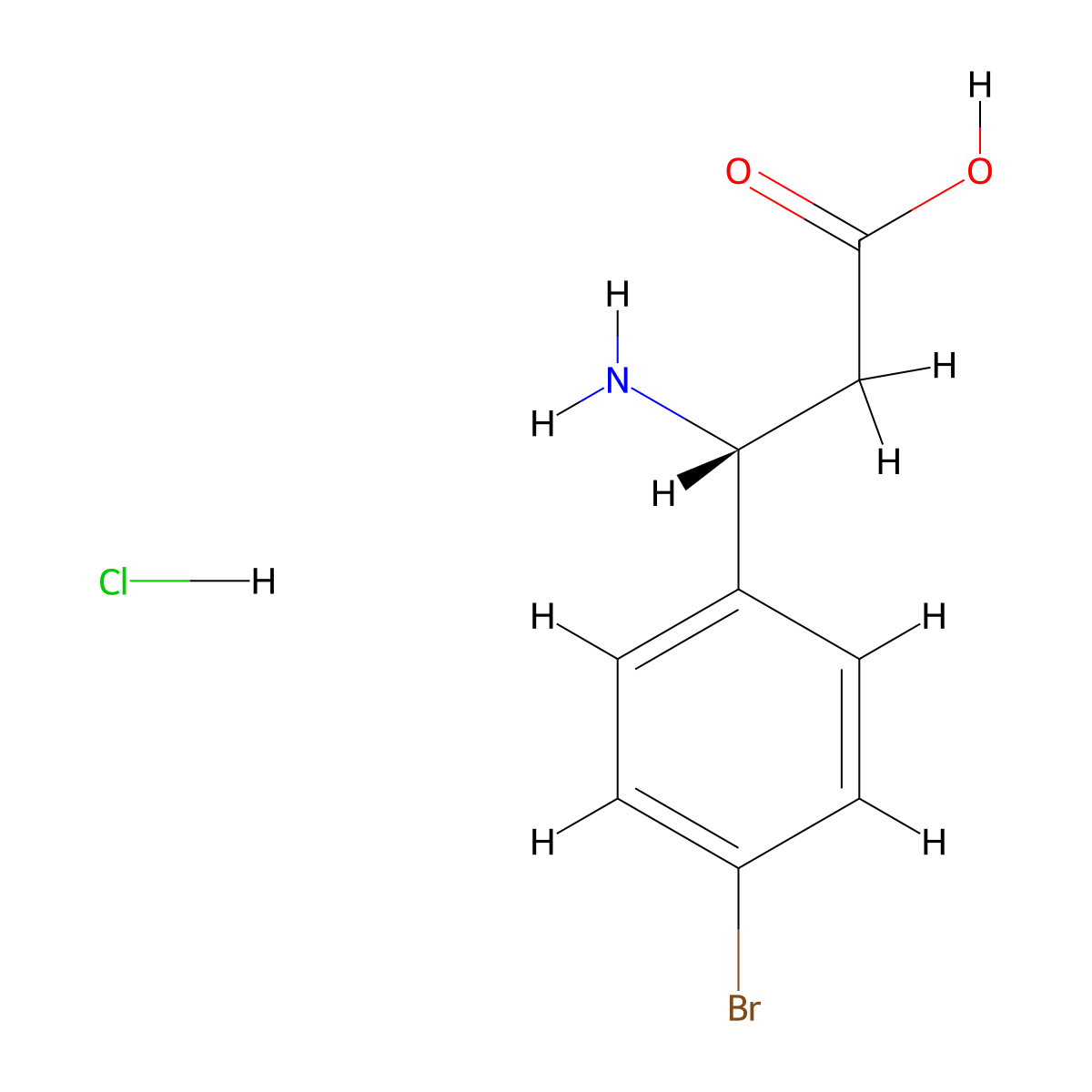 (3R)-3-amino-3-(4-bromophenyl)propanoic acid hydrochloride molecular structure, CAS 499794-78-4