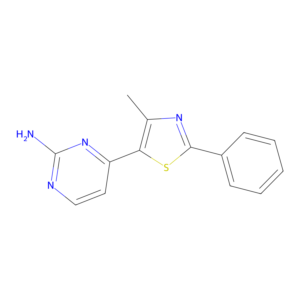 4-(4-Methyl-2-phenyl-1,3-thiazol-5-yl)pyrimidin-2-amine molecular structure, CAS 499795-77-6