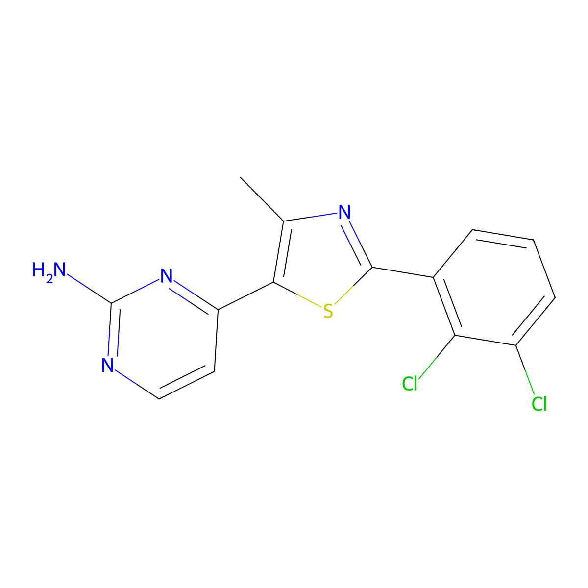 4-[2-(2,3-Dichlorophenyl)-4-methyl-1,3-thiazol-5-yl]pyrimidin-2-amine molecular structure, CAS 499795-85-6