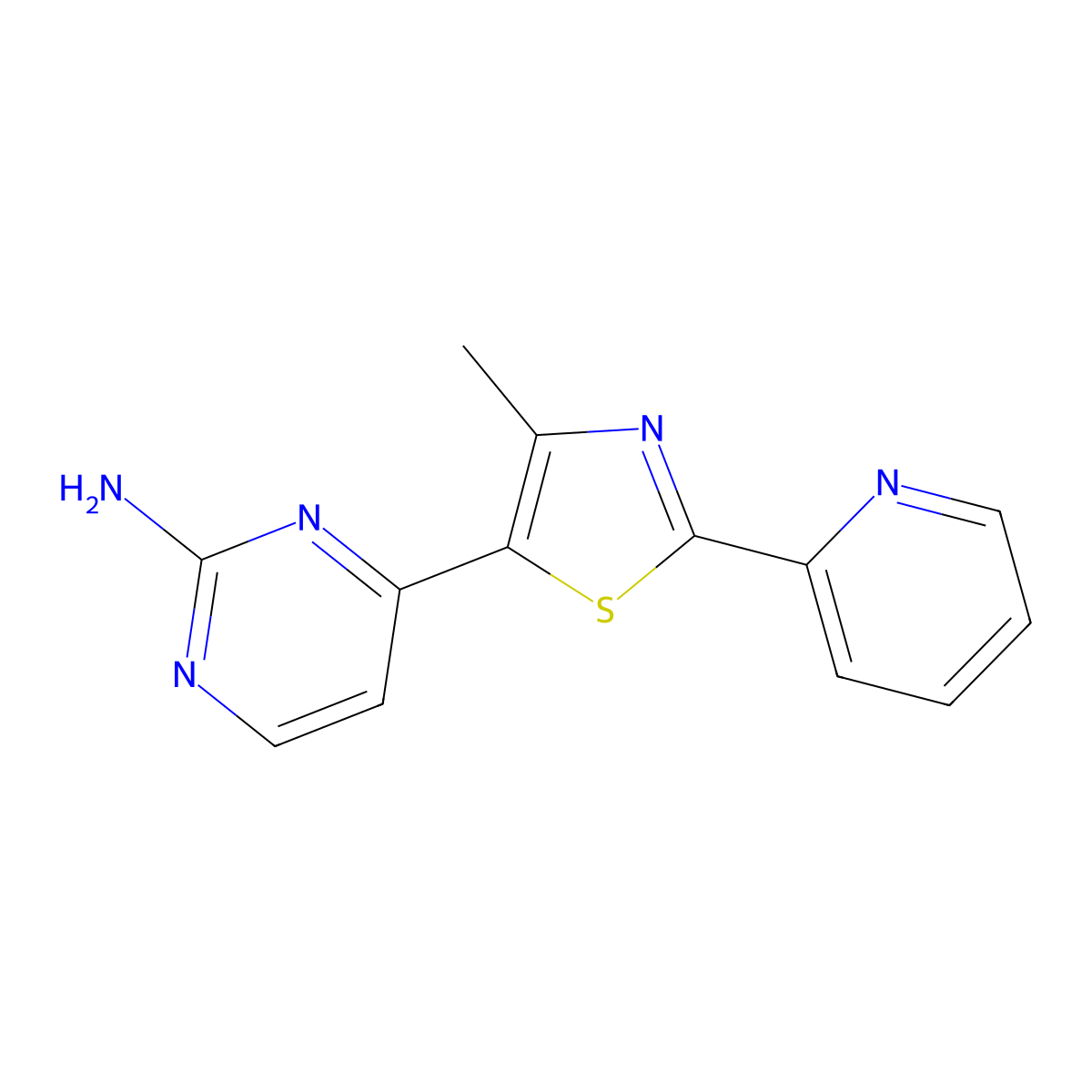 4-[4-Methyl-2-(pyridin-2-yl)-1,3-thiazol-5-yl]pyrimidin-2-amine molecular structure, CAS 499796-01-9