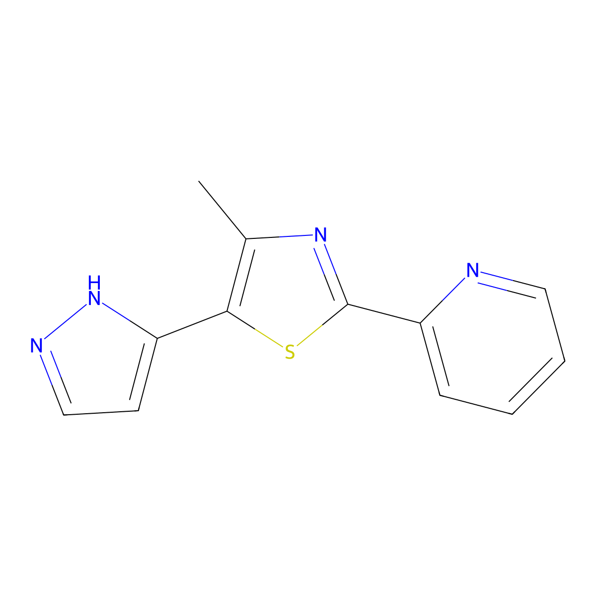 2-[4-methyl-5-(1H-pyrazol-5-yl)-1,3-thiazol-2-yl]pyridine molecular structure, CAS 499796-04-2