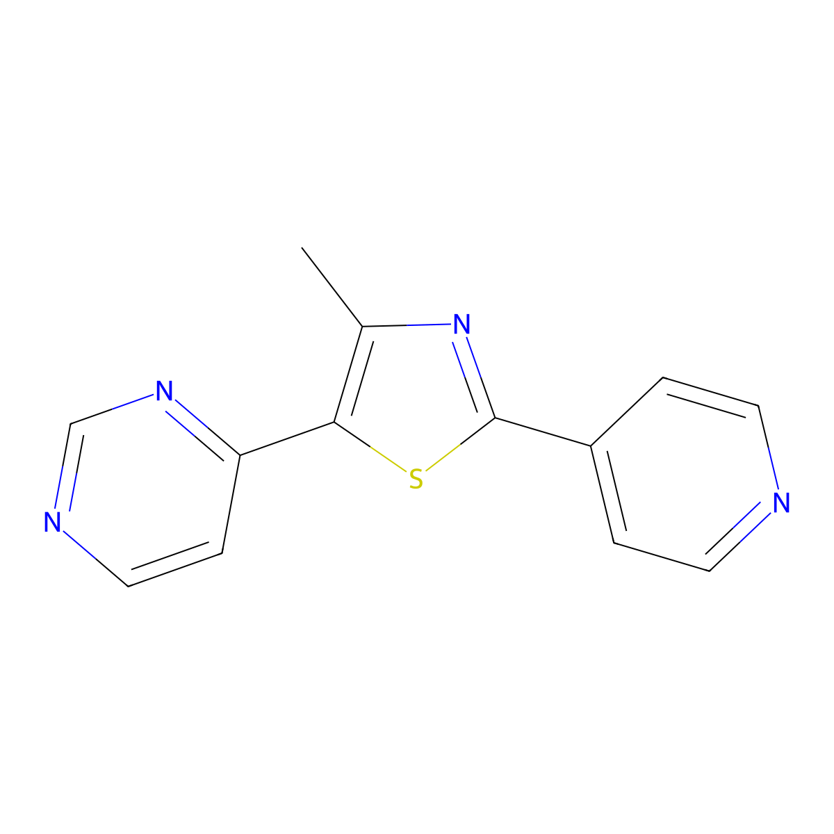 4-[4-Methyl-2-(pyridin-4-yl)-1,3-thiazol-5-yl]pyrimidine molecular structure, CAS 499796-08-6