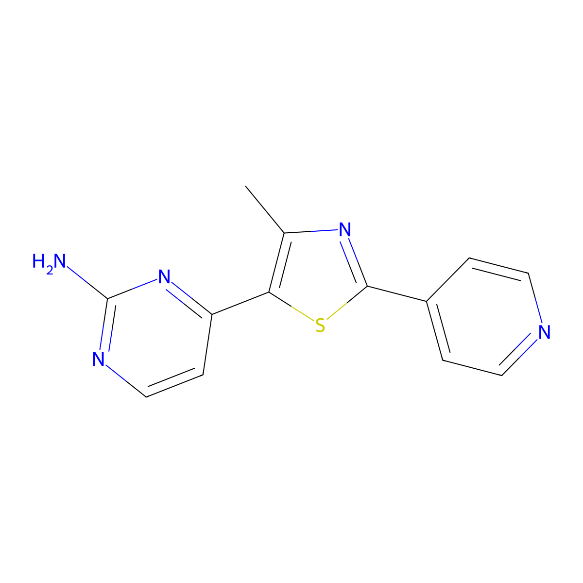 4-[4-Methyl-2-(pyridin-4-yl)-1,3-thiazol-5-yl]pyrimidin-2-amine molecular structure, CAS 499796-09-7