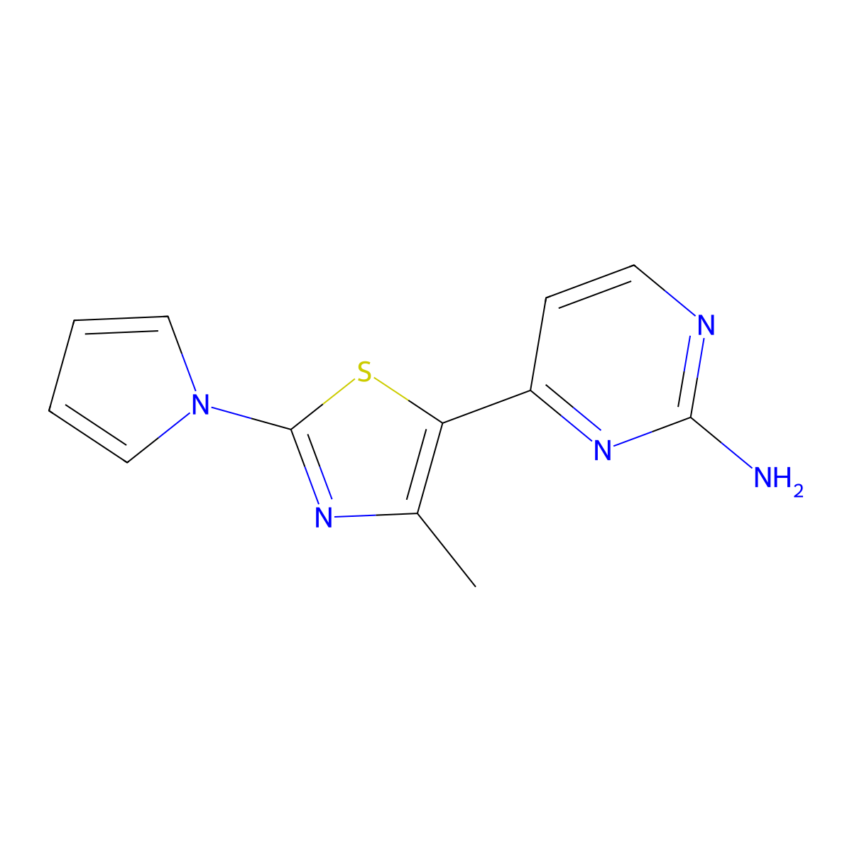 4-[4-methyl-2-(1H-pyrrol-1-yl)-1,3-thiazol-5-yl]pyrimidin-2-amine molecular structure, CAS 499796-10-0