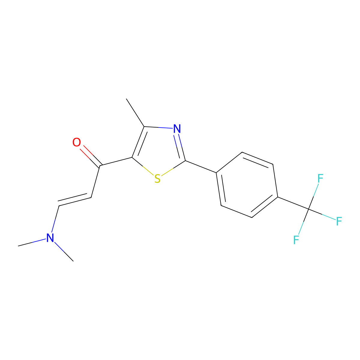 (E)-3-(dimethylamino)-1-{4-methyl-2-[4-(trifluoromethyl)phenyl]-1,3-thiazol-5-yl}-2-propen-1-one molecular structure, CAS 499796-73-5