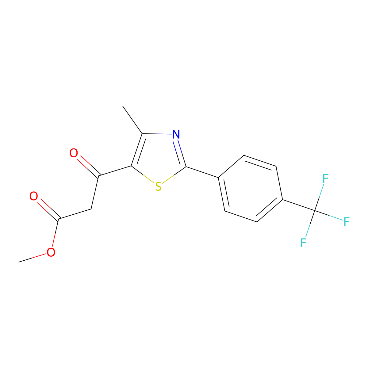 Methyl 3-{4-methyl-2-[4-(trifluoromethyl)phenyl]-1,3-thiazol-5-yl}-3-oxopropanoate molecular structure, CAS 499796-74-6