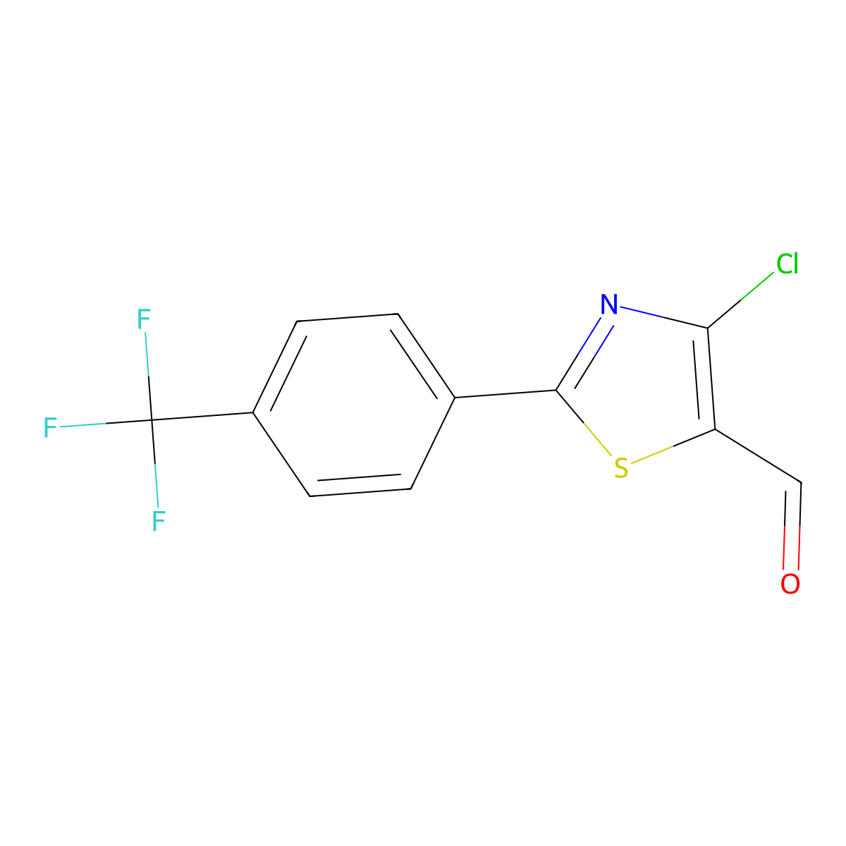 4-Chloro-2-(4-(trifluoromethyl)phenyl)thiazole-5-carbaldehyde molecular structure, CAS 499796-75-7