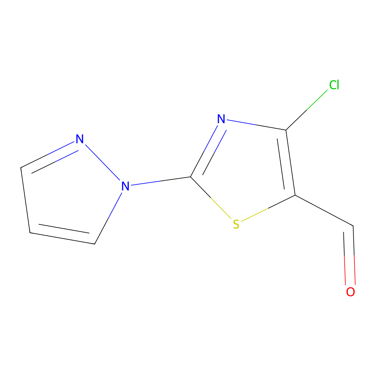 4-chloro-2-(1H-pyrazol-1-yl)-1,3-thiazole-5-carbaldehyde molecular structure, CAS 499796-83-7