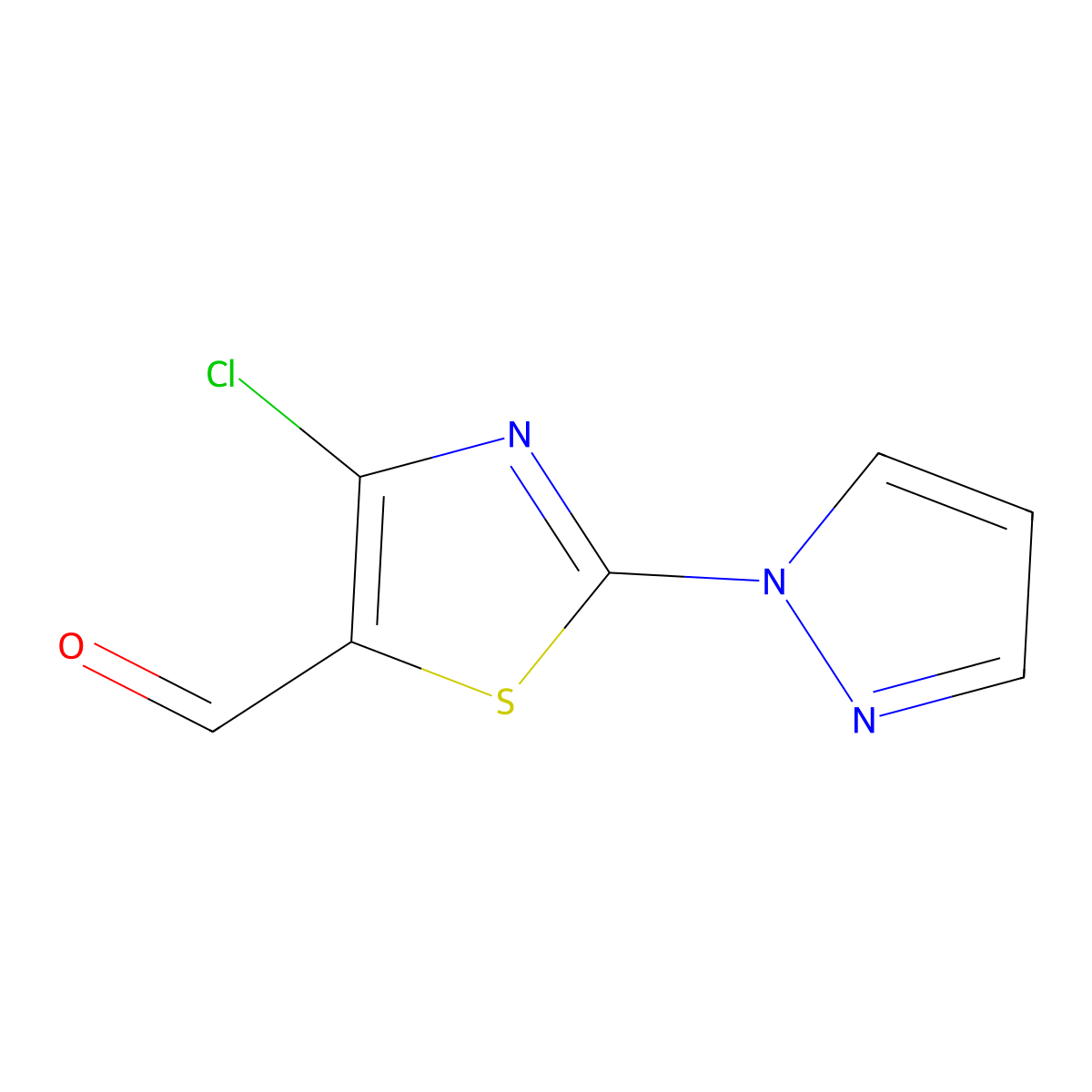4-chloro-2-(1H-pyrazol-1-yl)-1,3-thiazole-5-carbaldehyde molecular structure, CAS 499796-83-7