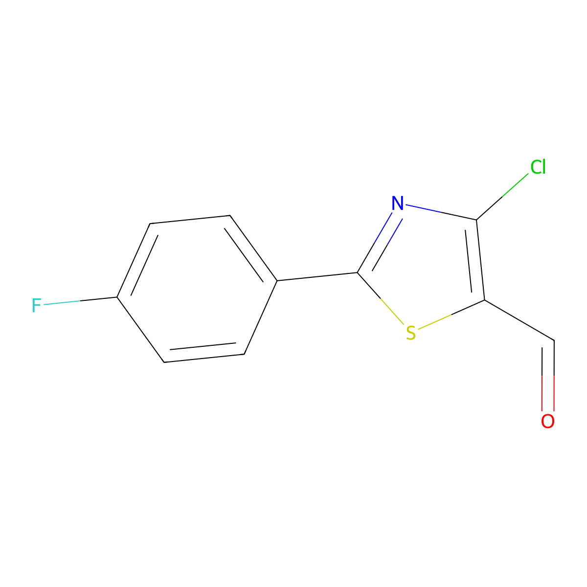4-Chloro-2-(4-fluorophenyl)thiazole-5-carbaldehyde molecular structure, CAS 499796-86-0