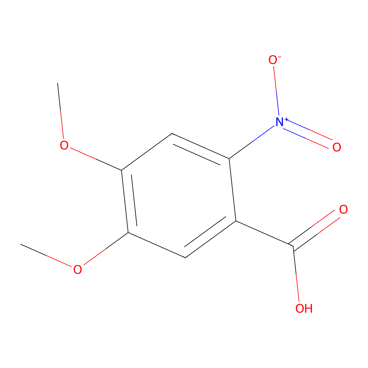 4,5-Dimethoxy-2-nitrobenzoic acid molecular structure, CAS 4998-07-6