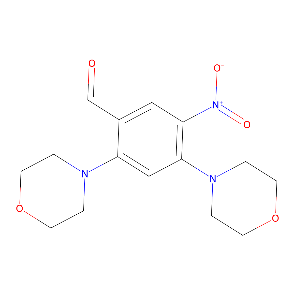 5-Nitro-2,4-di(4-morpholinyl)benzaldehyde molecular structure, CAS 499975-25-6