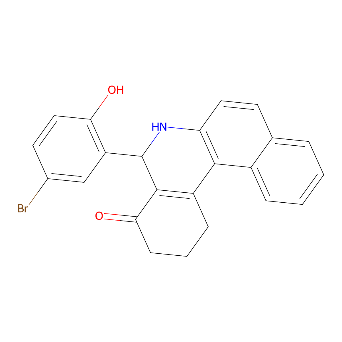 5-(5-bromo-2-hydroxyphenyl)-2,3,5,6-tetrahydro-1H-benzo[a]phenanthridin-4-one molecular structure, CAS 499975-60-9
