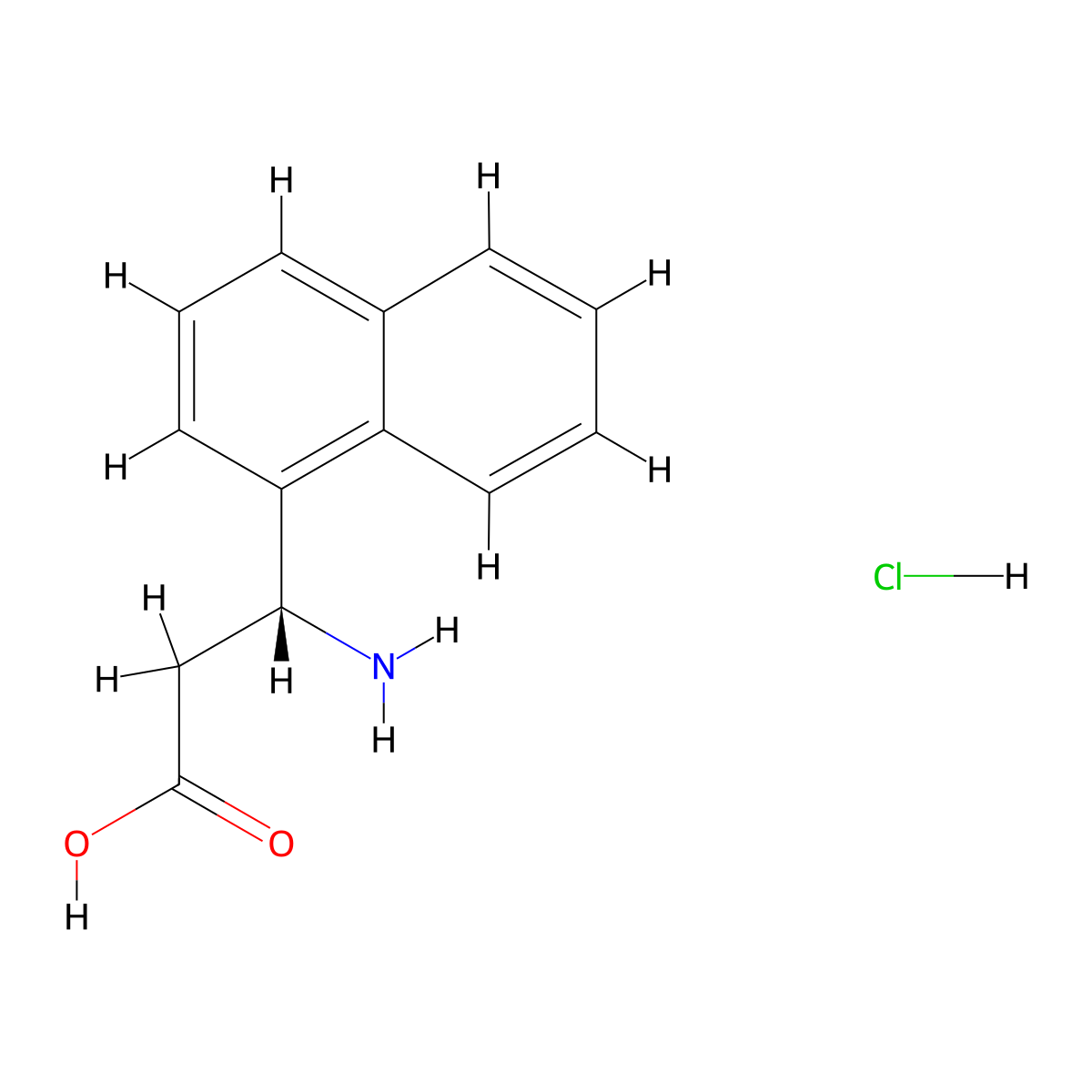 (3R)-3-amino-3-(naphthalen-1-yl)propanoic acid hydrochloride molecular structure, CAS 499977-24-1