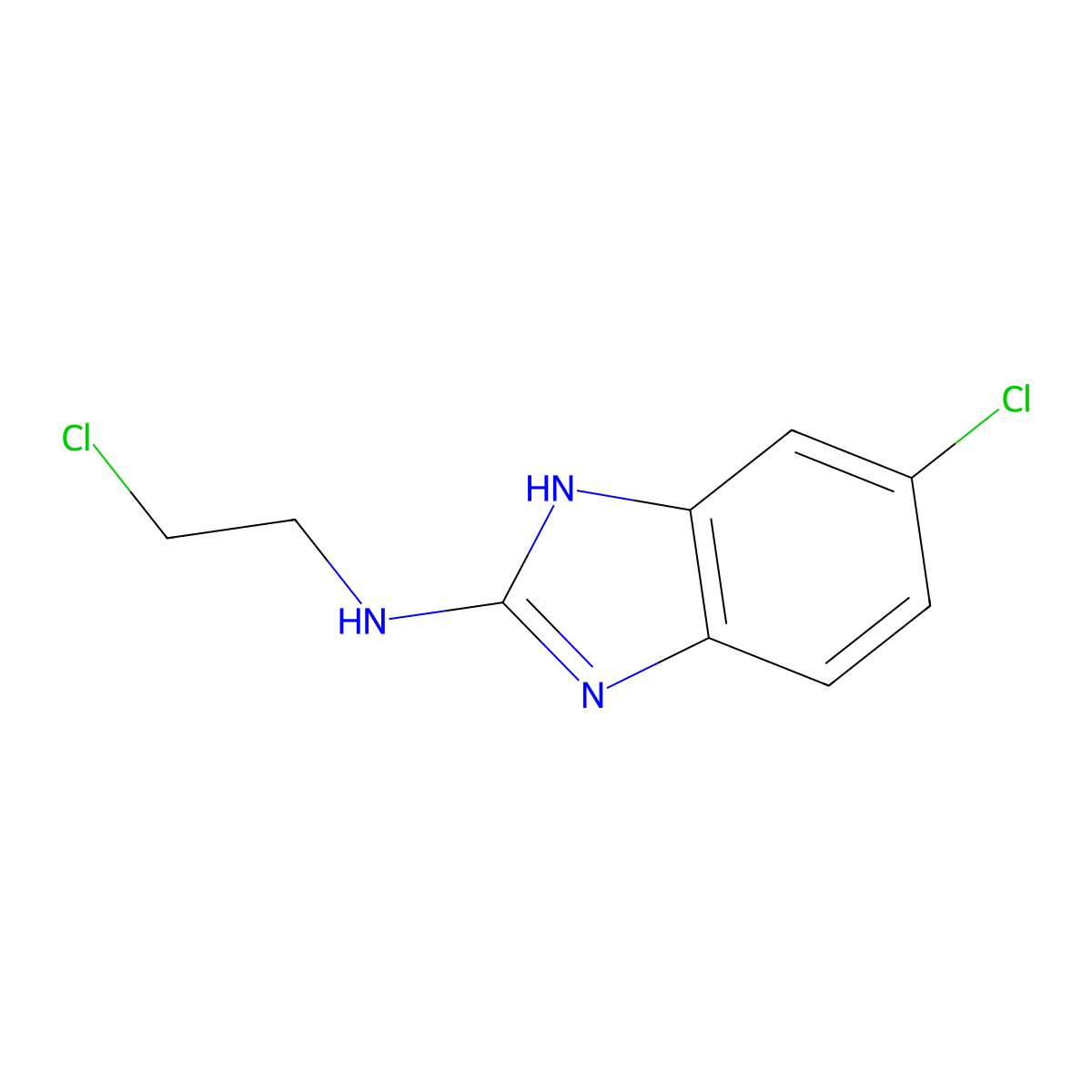 5-chloro-N-(2-chloroethyl)-1H-benzimidazol-2-amine molecular structure, CAS 499980-45-9