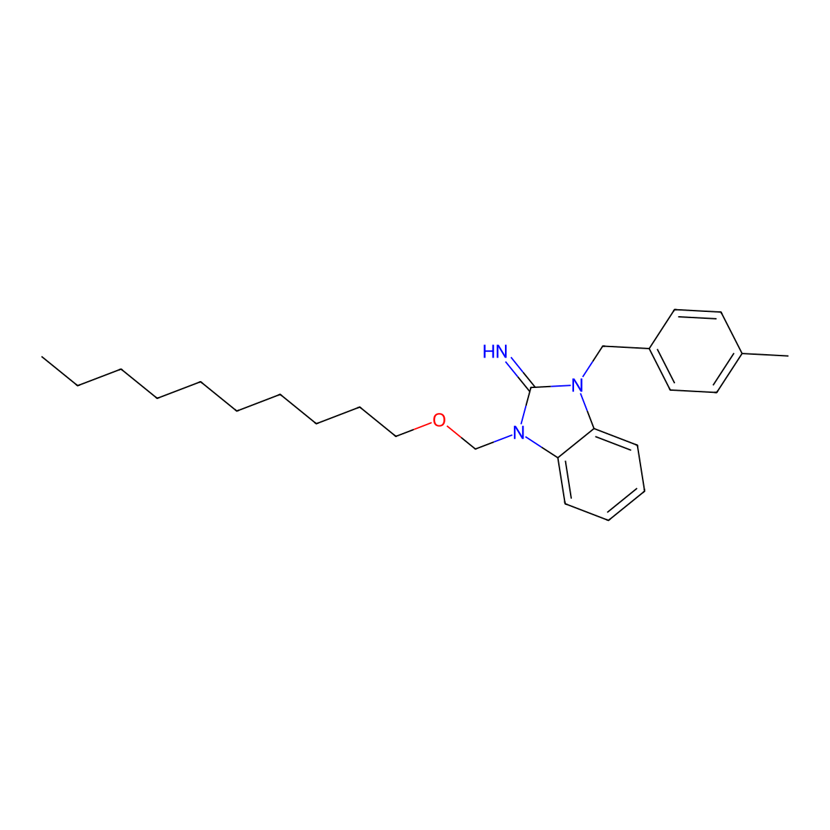 1-[(decyloxy)methyl]-3-(4-methylbenzyl)-1,3-dihydro-2H-benzimidazol-2-imine molecular structure, CAS 499981-53-2