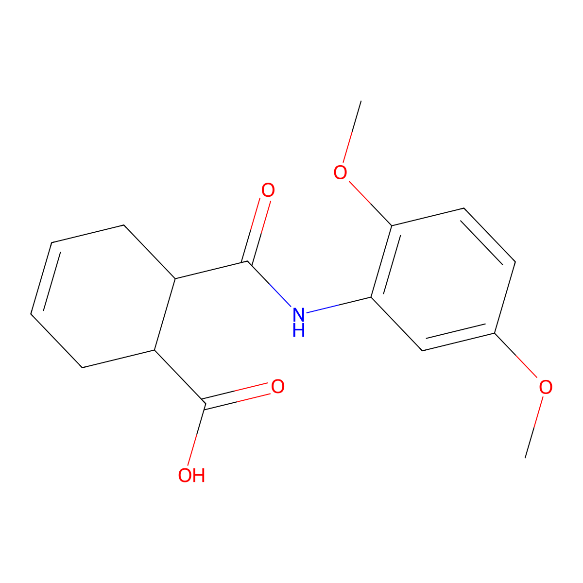 6-[(2,5-Dimethoxyphenyl)carbamoyl]cyclohex-3-ene-1-carboxylic acid molecular structure, CAS 499986-36-6