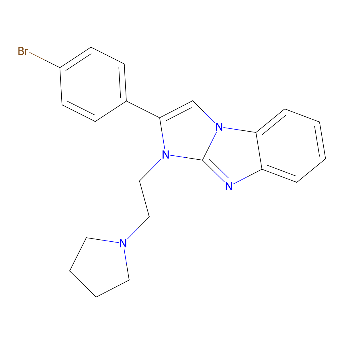 2-(4-Bromophenyl)-3-(2-pyrrolidin-1-ylethyl)imidazo[1,2-a]benzimidazole molecular structure, CAS 499986-89-9
