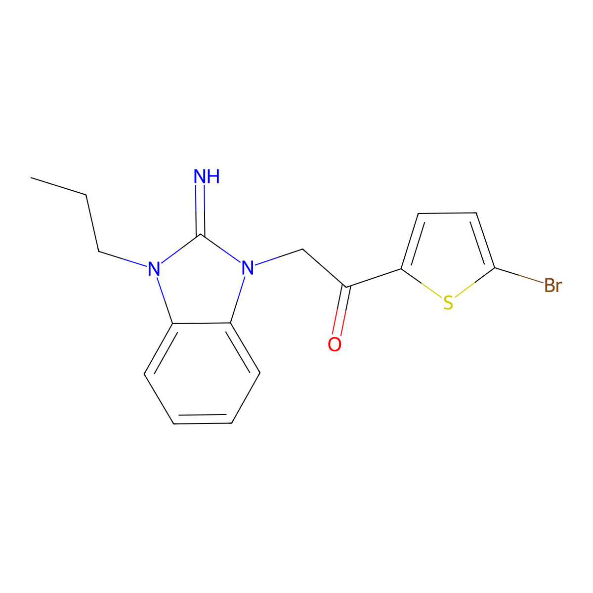 1-(5-bromo-2-thienyl)-2-(2-imino-3-propyl-2,3-dihydro-1H-benzimidazol-1-yl)ethanone molecular structure, CAS 499987-27-8