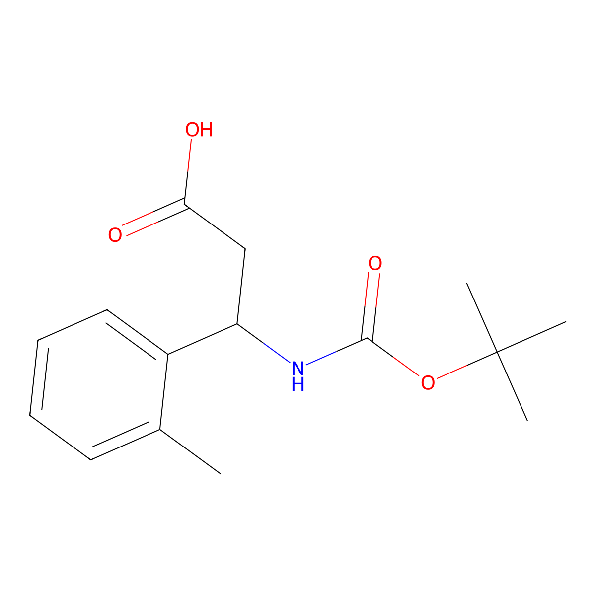 (3S)-3-(((tert-butoxy)carbonyl)amino)-3-(2-methylphenyl)propanoic acid molecular structure, CAS 499995-74-3
