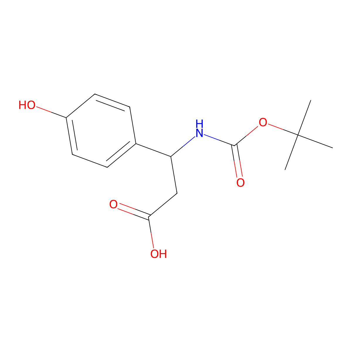 (S)-3-((tert-Butoxycarbonyl)amino)-3-(4-hydroxyphenyl)propanoic acid molecular structure, CAS 499995-80-1
