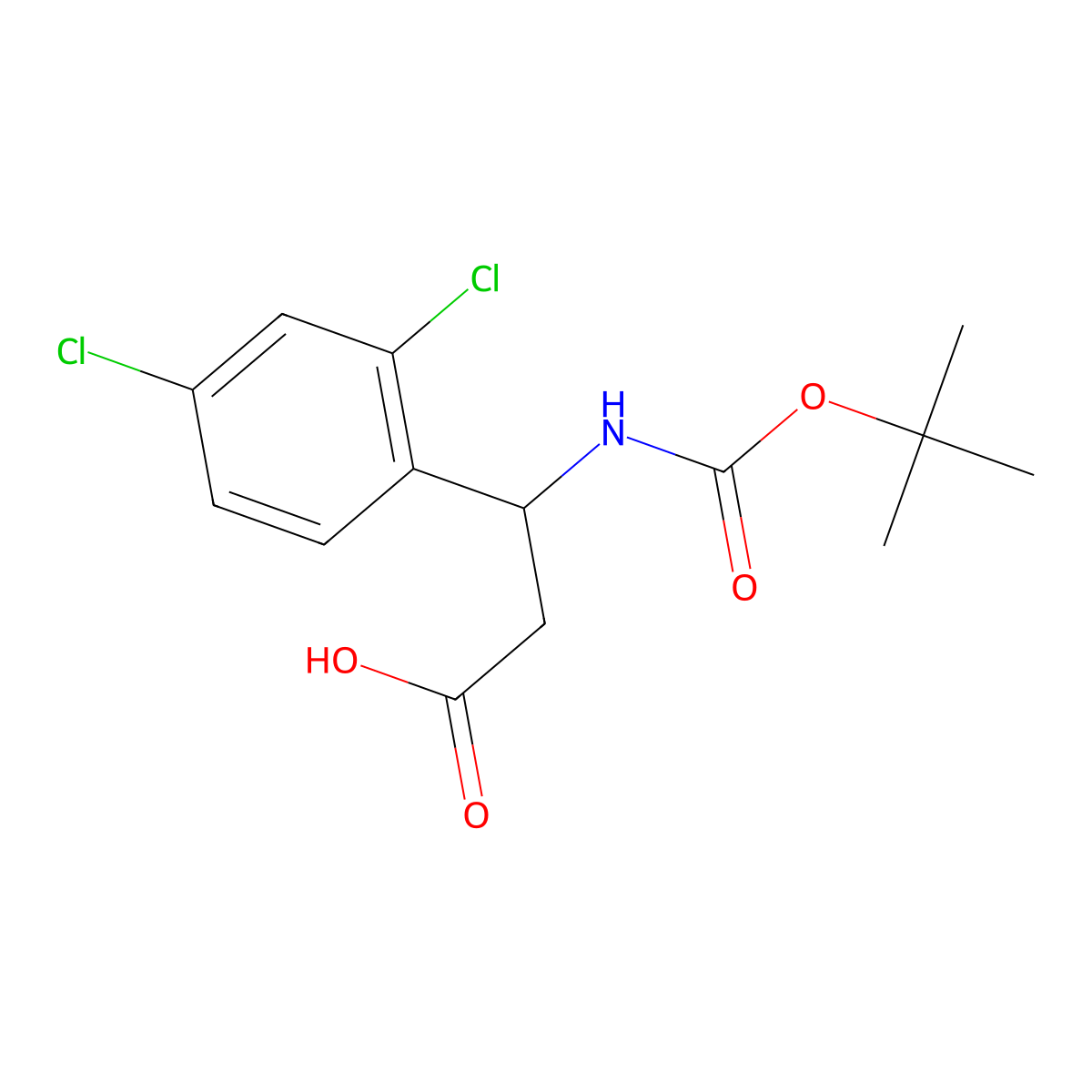 (S)-3-((tert-Butoxycarbonyl)amino)-3-(2,4-dichlorophenyl)propanoic acid molecular structure, CAS 499995-81-2