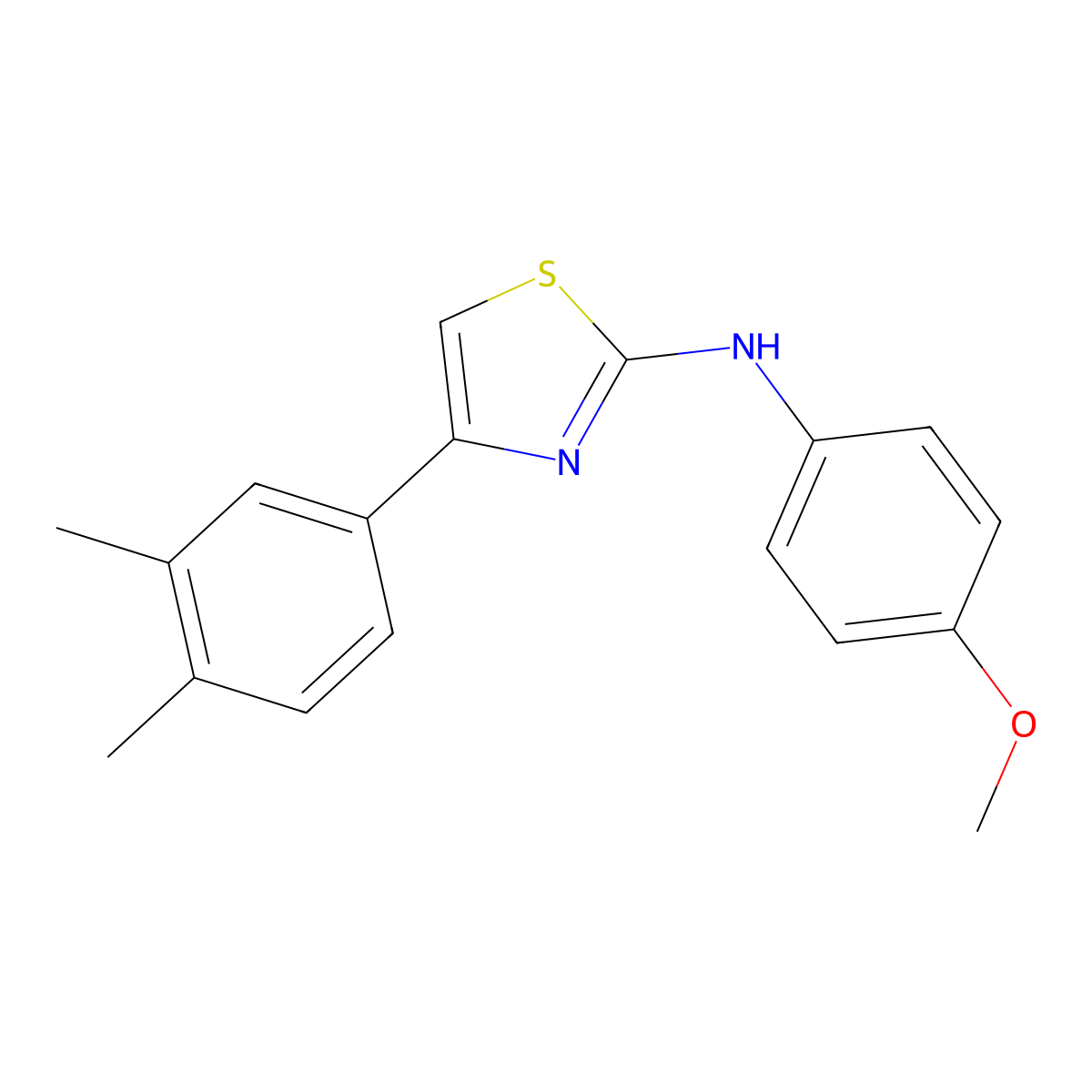 4-(3,4-dimethylphenyl)-N-(4-methoxyphenyl)-1,3-thiazol-2-amine molecular structure, CAS 499996-18-8