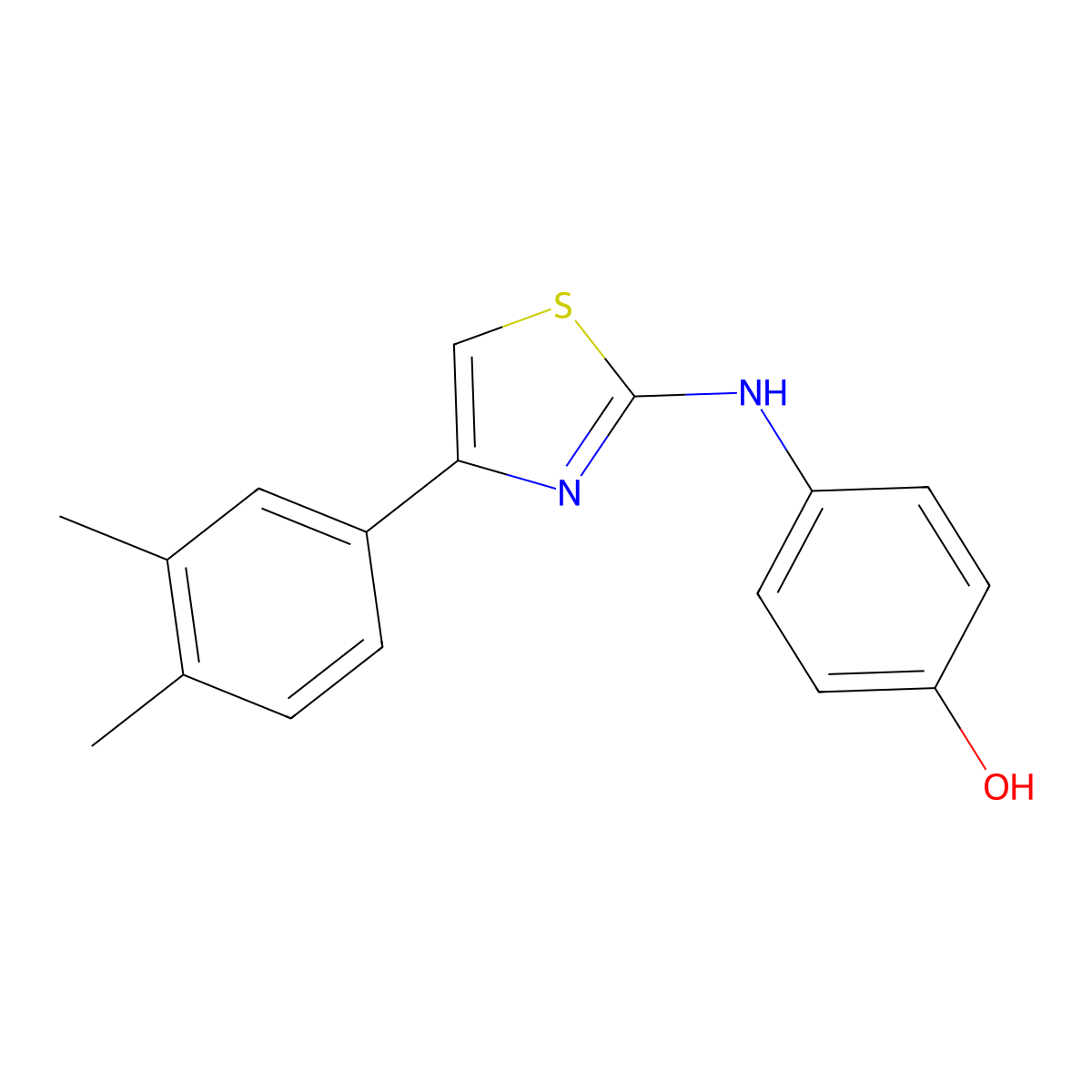 4-{[4-(3,4-Dimethylphenyl)-1,3-thiazol-2-yl]amino}phenol molecular structure, CAS 499996-20-2
