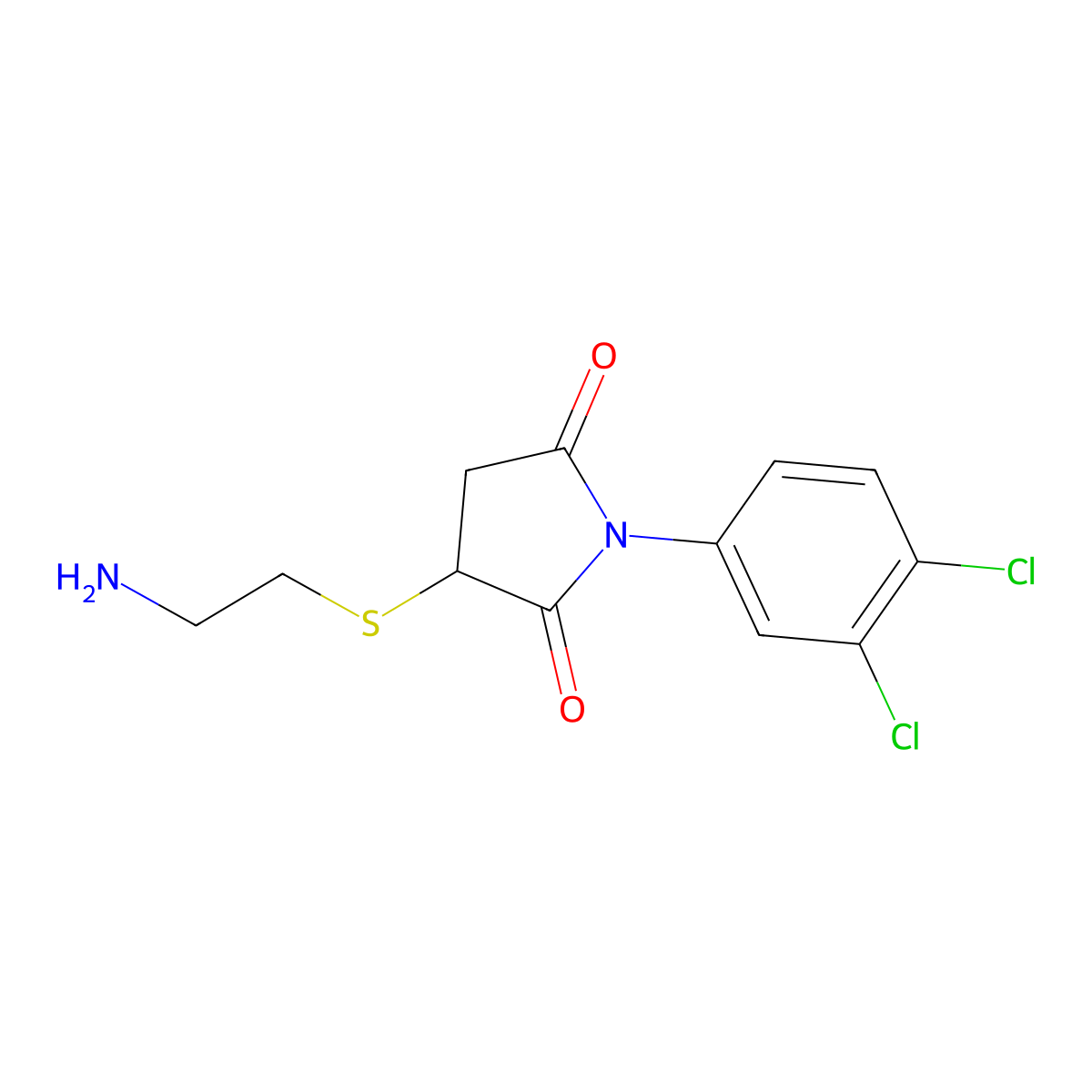 3-[(2-Aminoethyl)sulfanyl]-1-(3,4-dichlorophenyl)pyrrolidine-2,5-dione molecular structure, CAS 499997-41-0