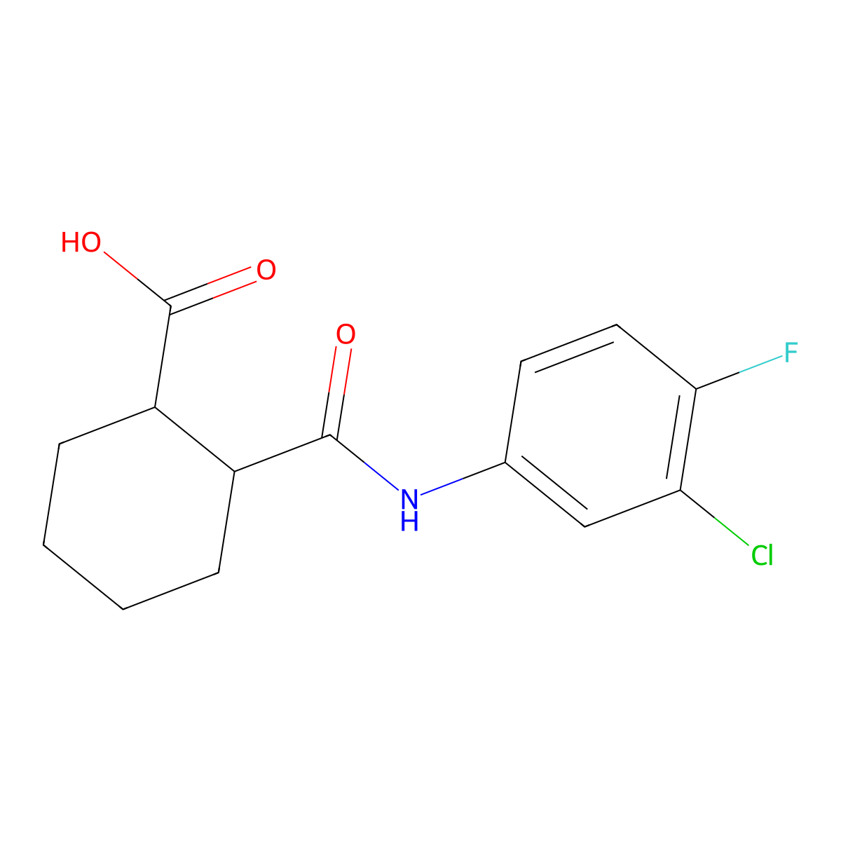 2-((3-Chloro-4-fluorophenyl)carbamoyl)cyclohexanecarboxylic acid molecular structure, CAS 499997-77-2