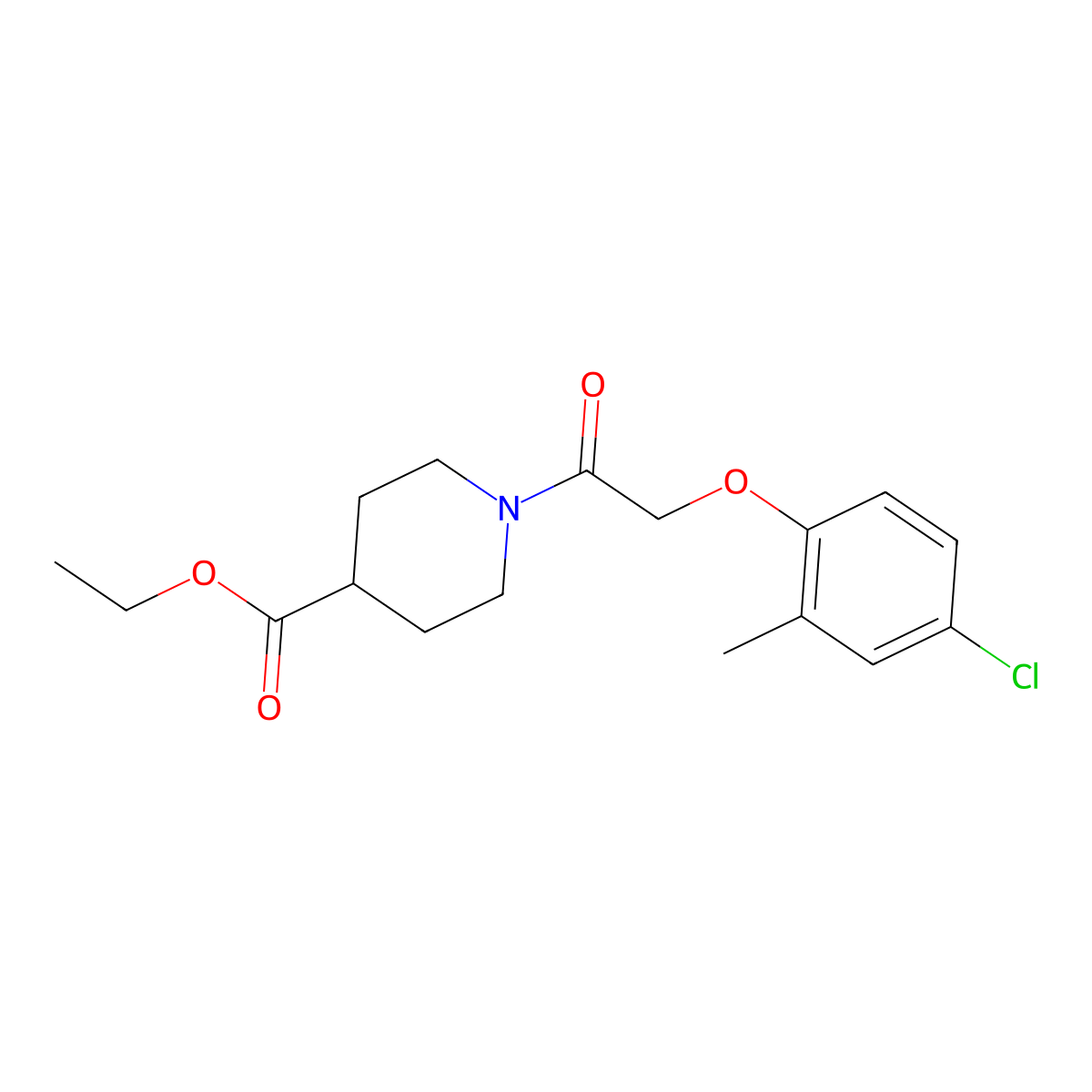 Ethyl 1-[2-(4-chloro-2-methylphenoxy)acetyl]piperidine-4-carboxylate molecular structure, CAS 499998-01-5