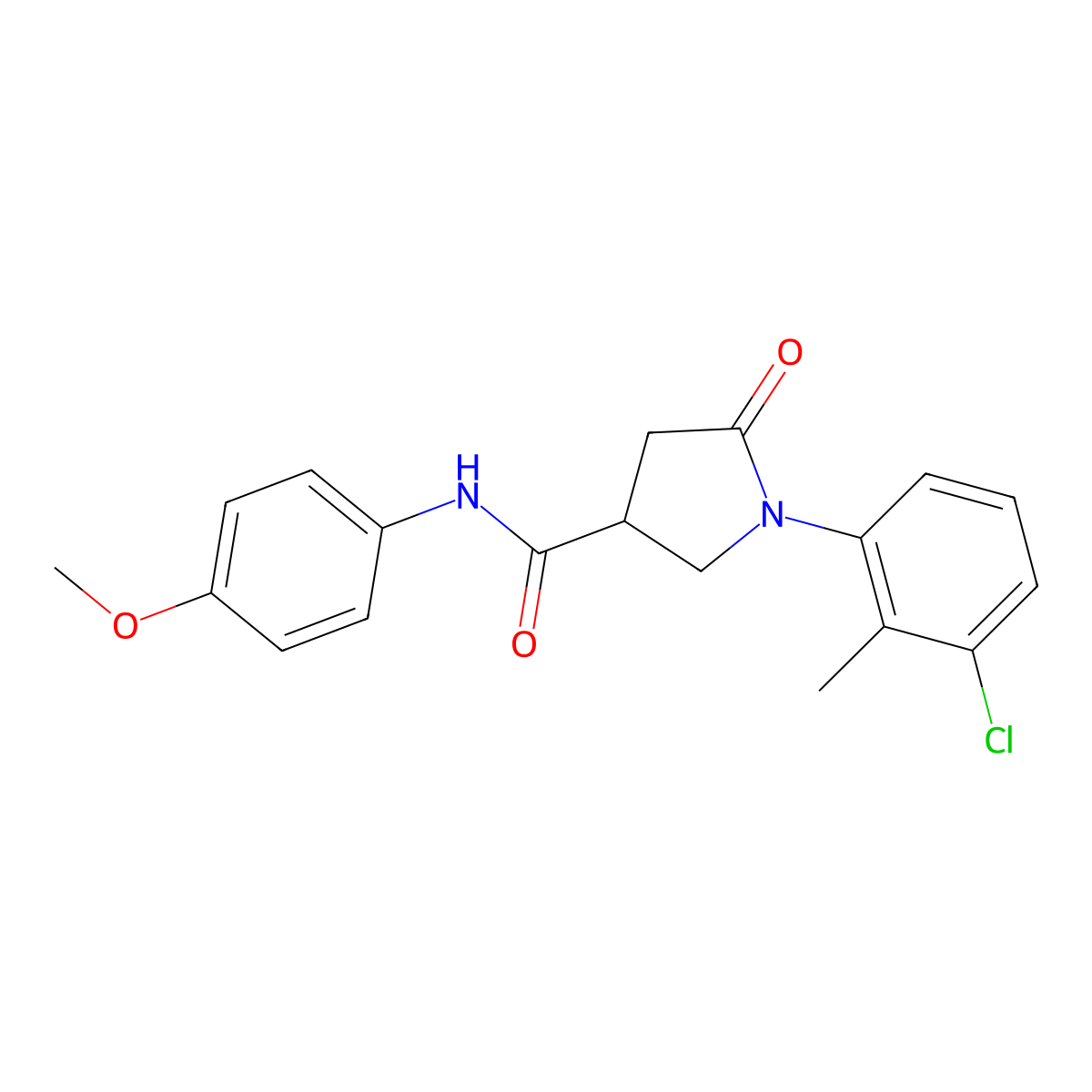 1-(3-chloro-2-methylphenyl)-N-(4-methoxyphenyl)-5-oxopyrrolidine-3-carboxamide molecular structure, CAS 499998-54-8