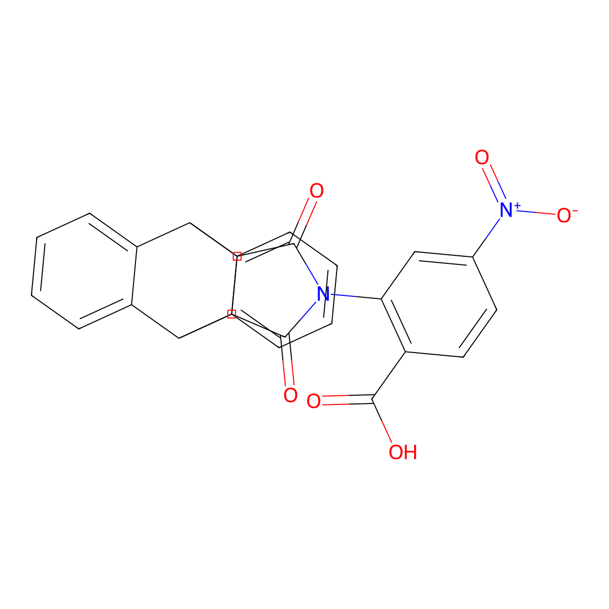 2-(16,18-Dioxo-17-azapentacyclo[6.6.5.0~2,7~.0~9,14~.0~15,19~]-nonadeca-2,4,6,9,11,13-hexaen-17-yl)-4-nitrobenzoic acid molecular structure, CAS 499999-52-9