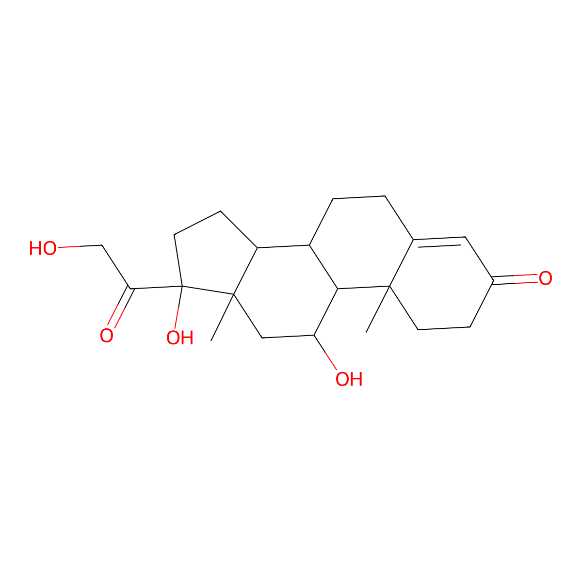 Cortisol molecular structure, CAS 50-23-7