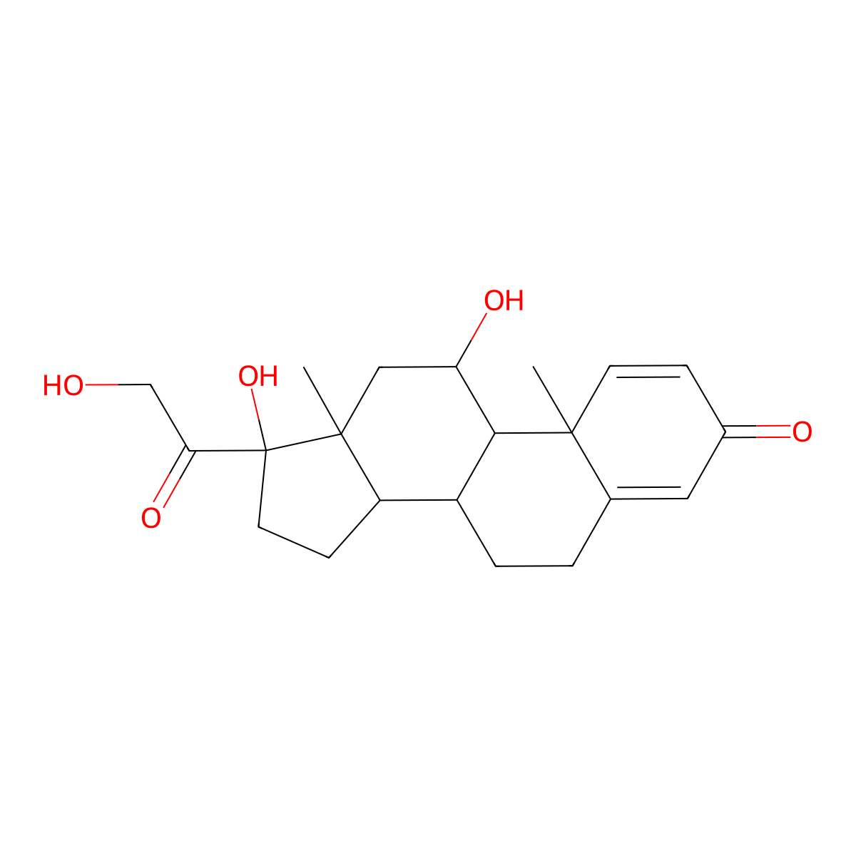 Prednisolone molecular structure, CAS 50-24-8