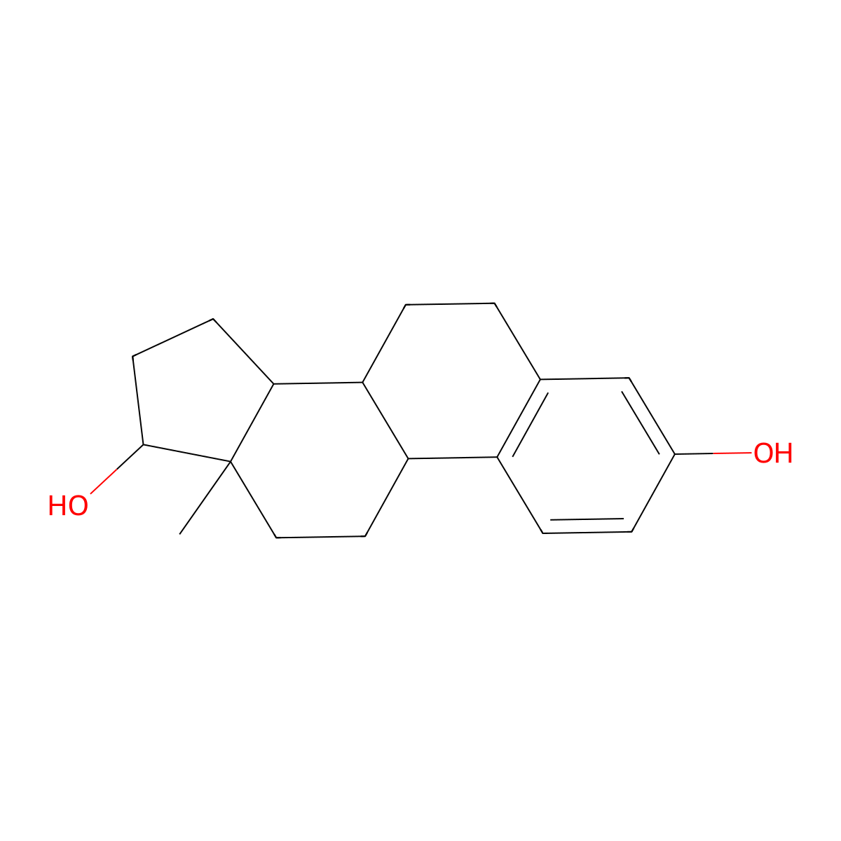 Estradiol molecular structure, CAS 50-28-2