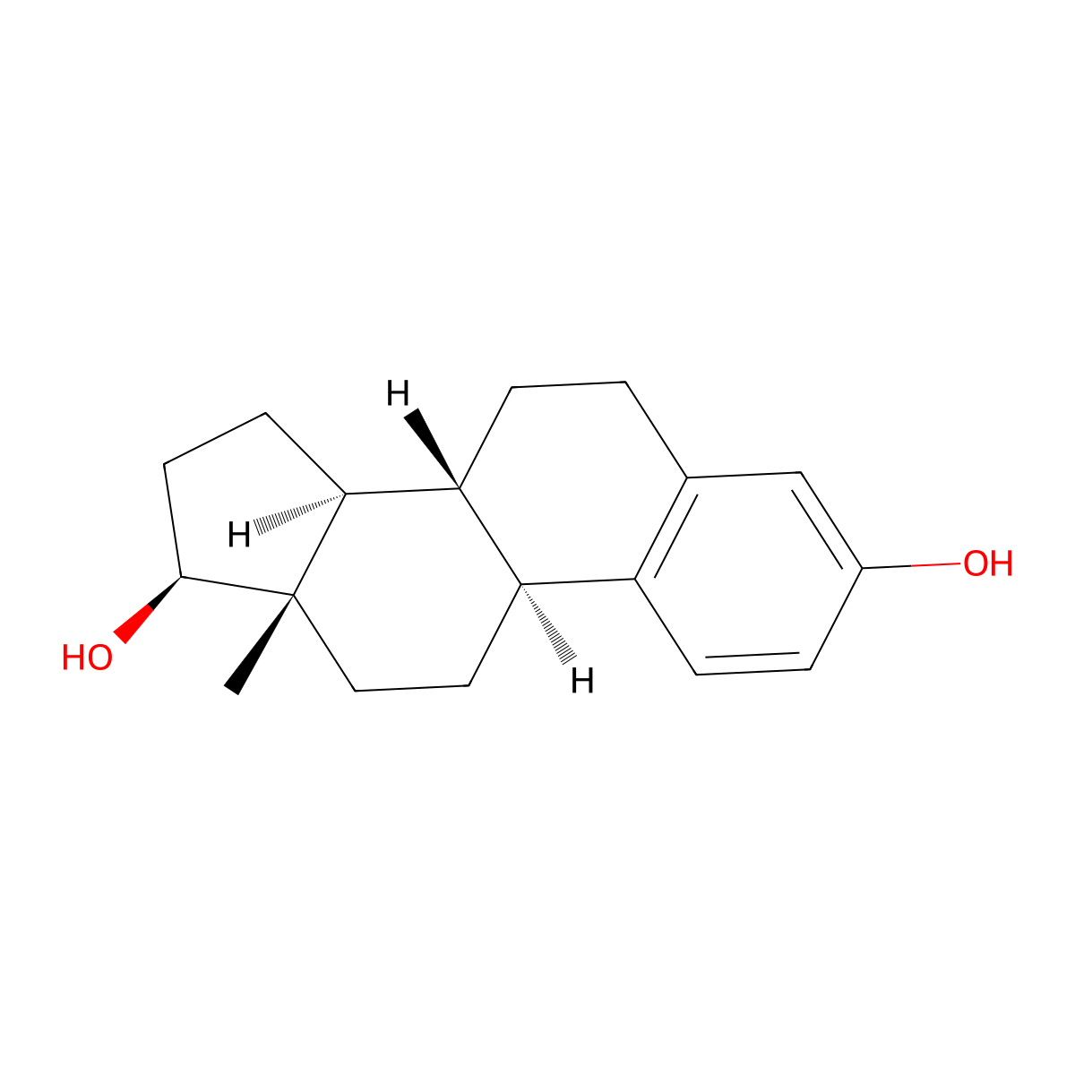 Estradiol molecular structure, CAS 50-28-2