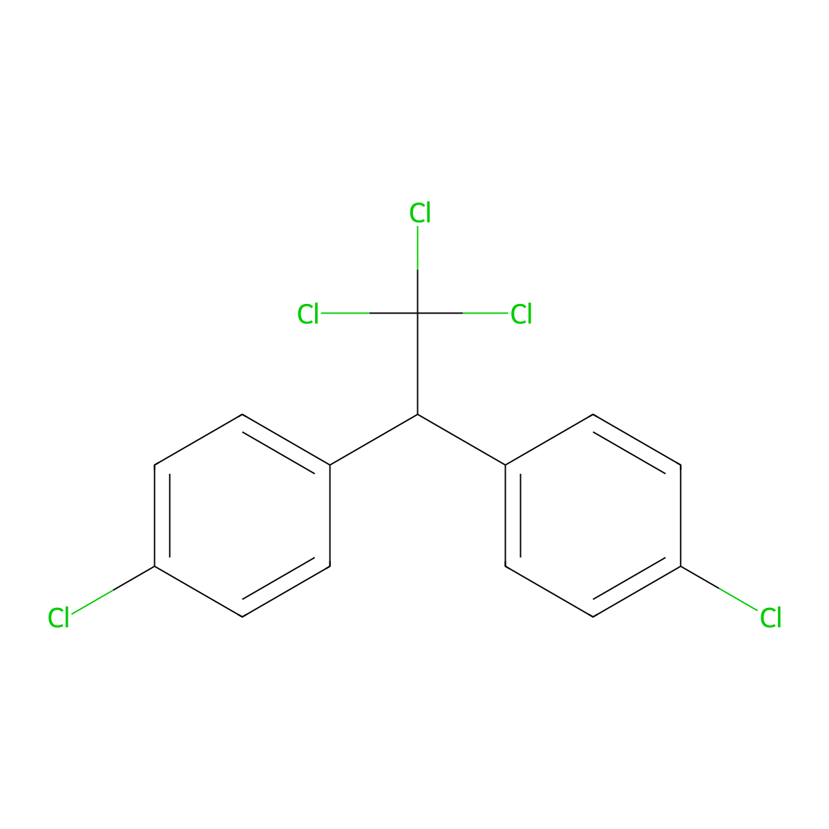 1-Chloro-4-(2,2,2-trichloro-1-(4-chlorophenyl)ethyl)benzene molecular structure, CAS 50-29-3