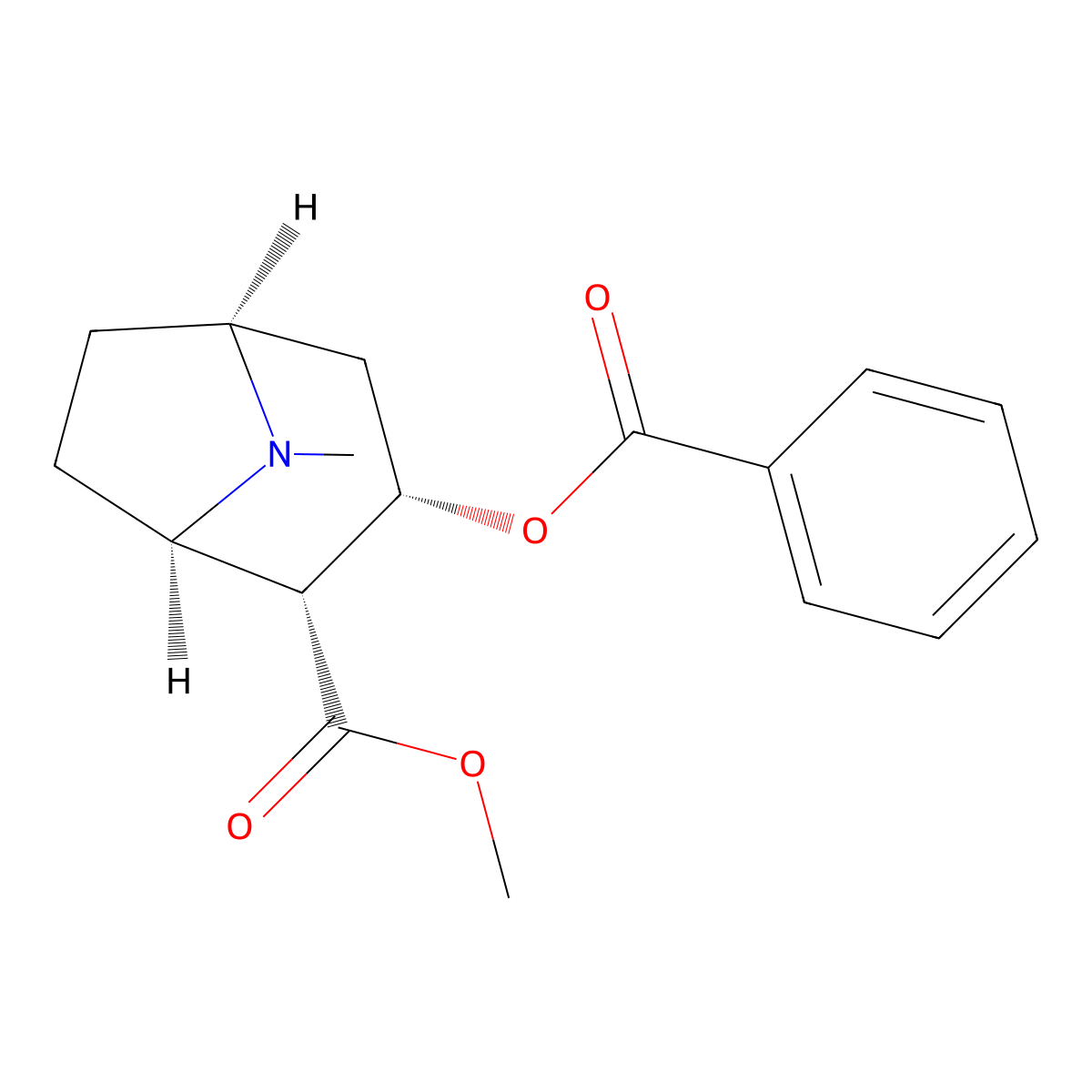 Cocaine molecular structure, CAS 50-36-2