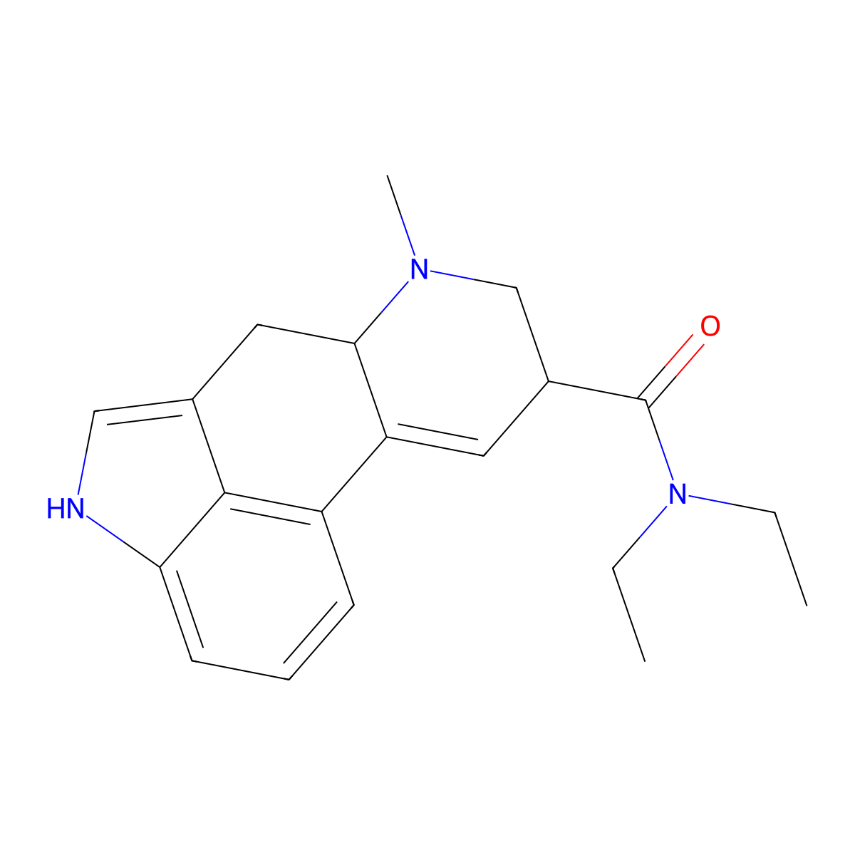 (+)-Lysergic acid diethylamide molecular structure, CAS 50-37-3