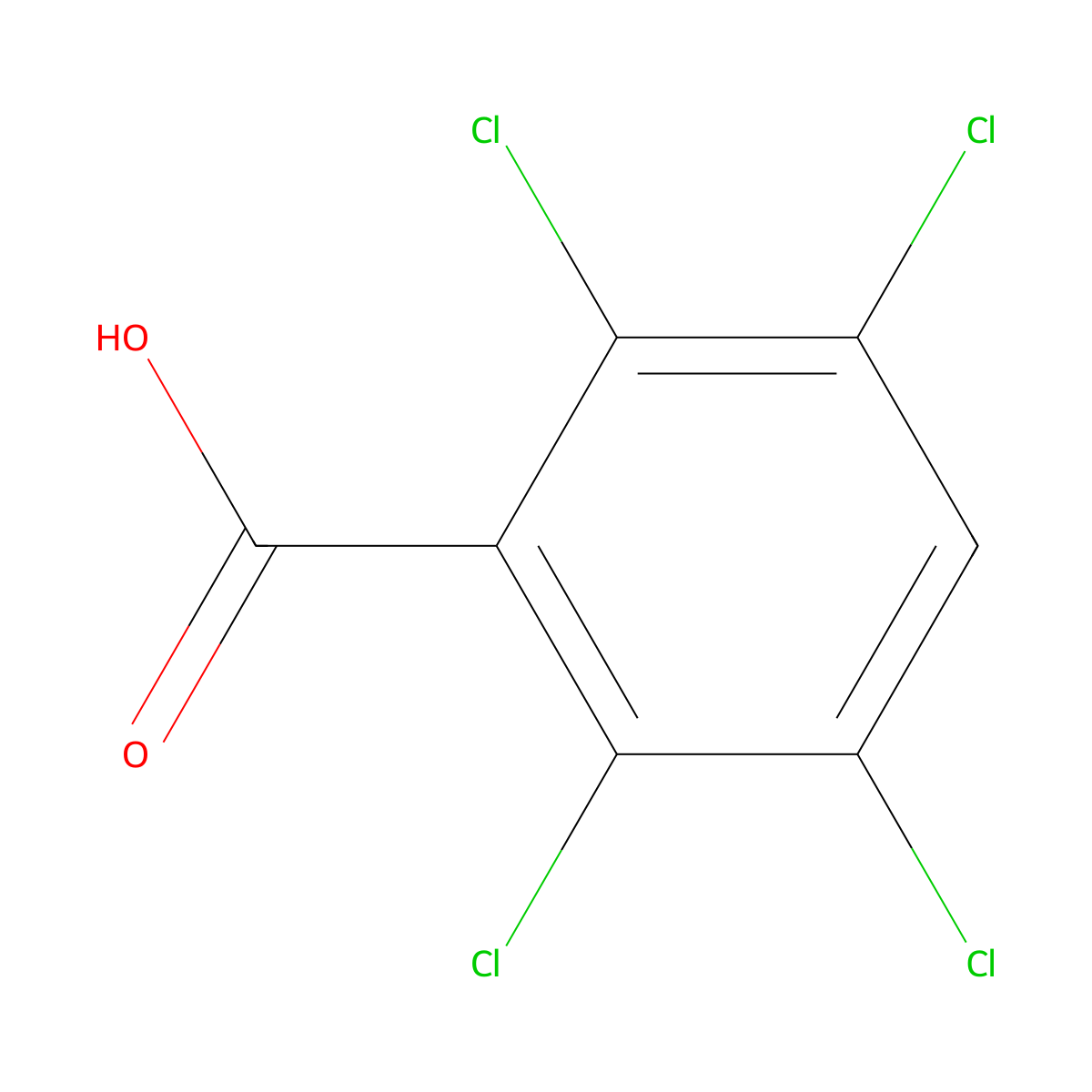 2,3,5,6-Tetrachlorobenzoic acid molecular structure, CAS 50-38-4