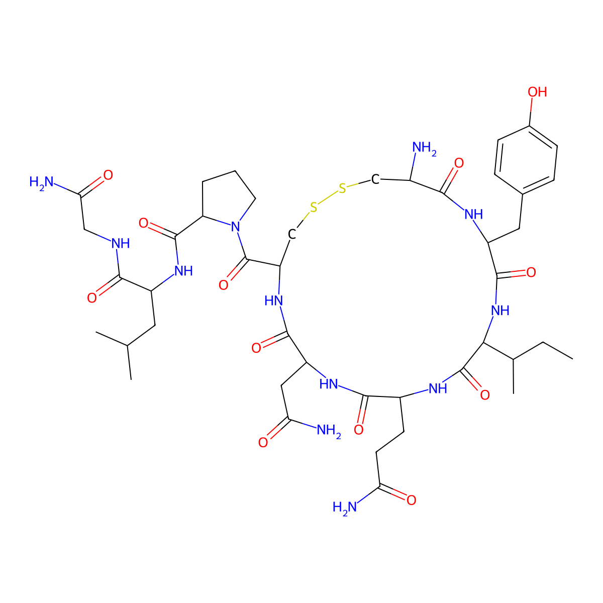 Oxytocin molecular structure, CAS 50-56-6