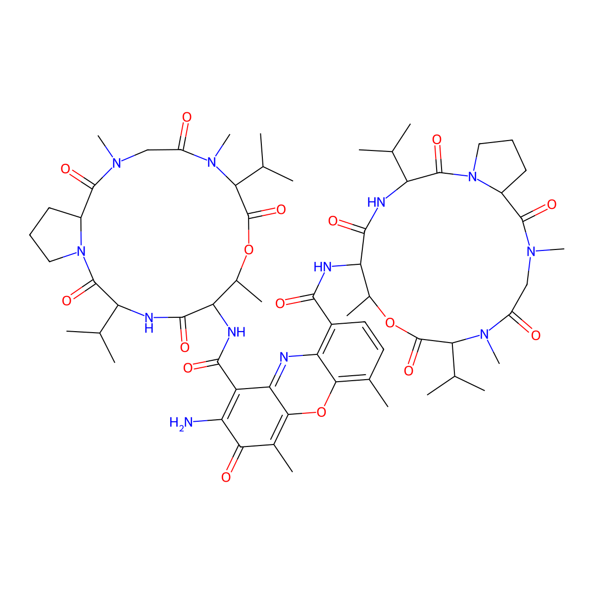 Dactinomycin molecular structure, CAS 50-76-0