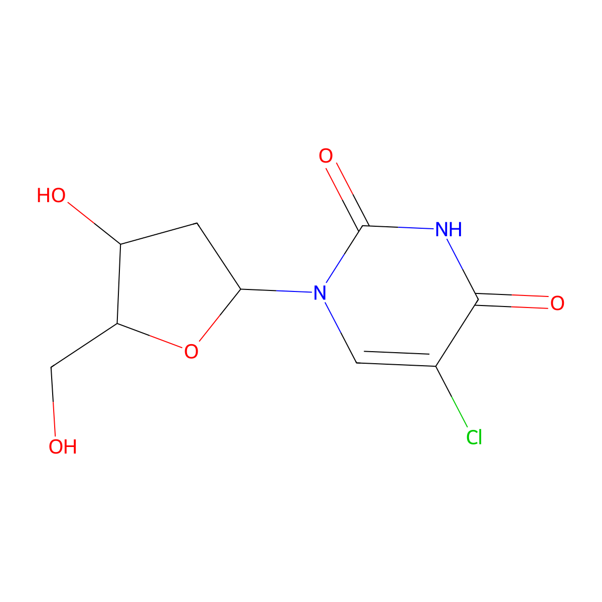 5-Chloro-2'-deoxyuridine molecular structure, CAS 50-90-8