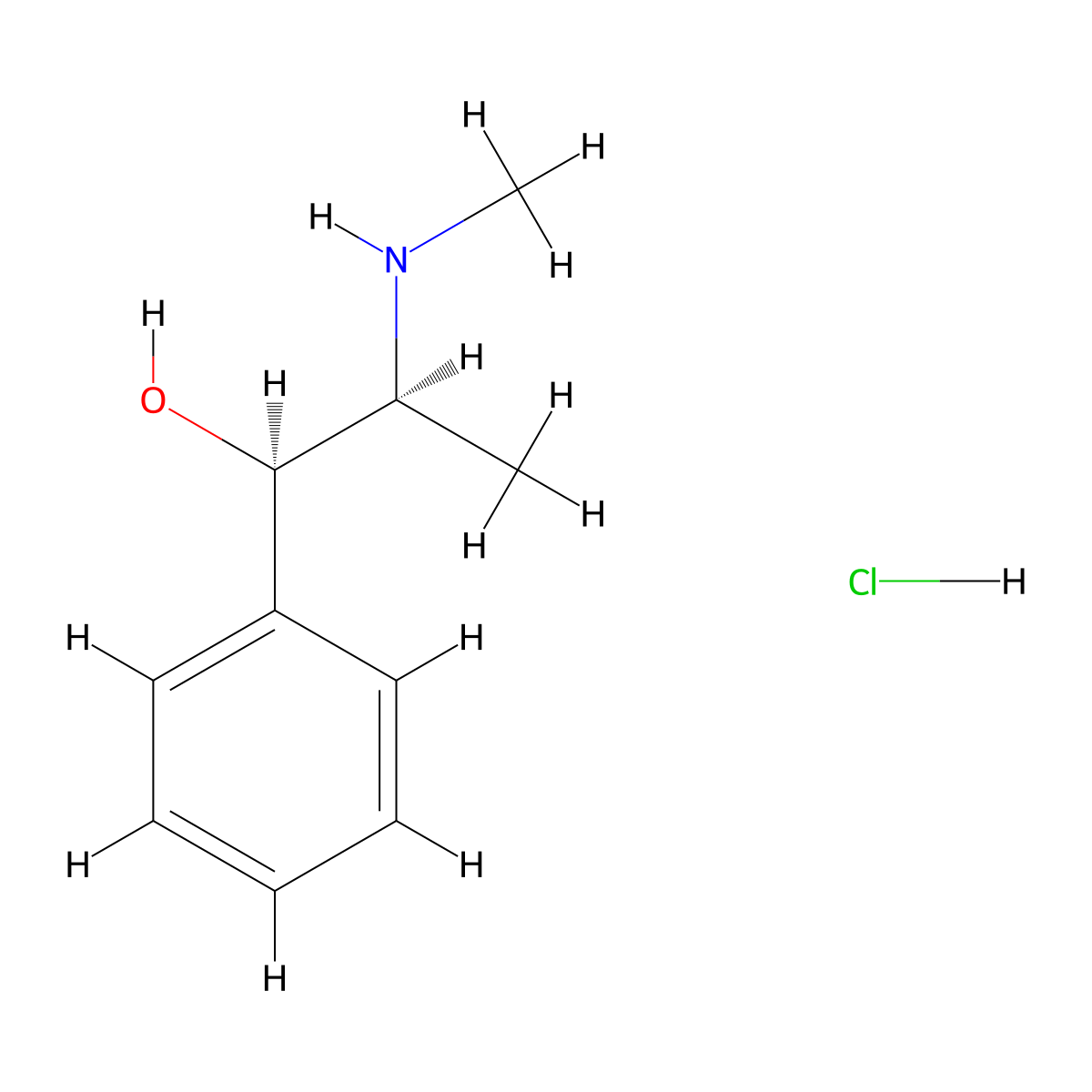 Ephedrine Hydrochloride molecular structure, CAS 50-98-6