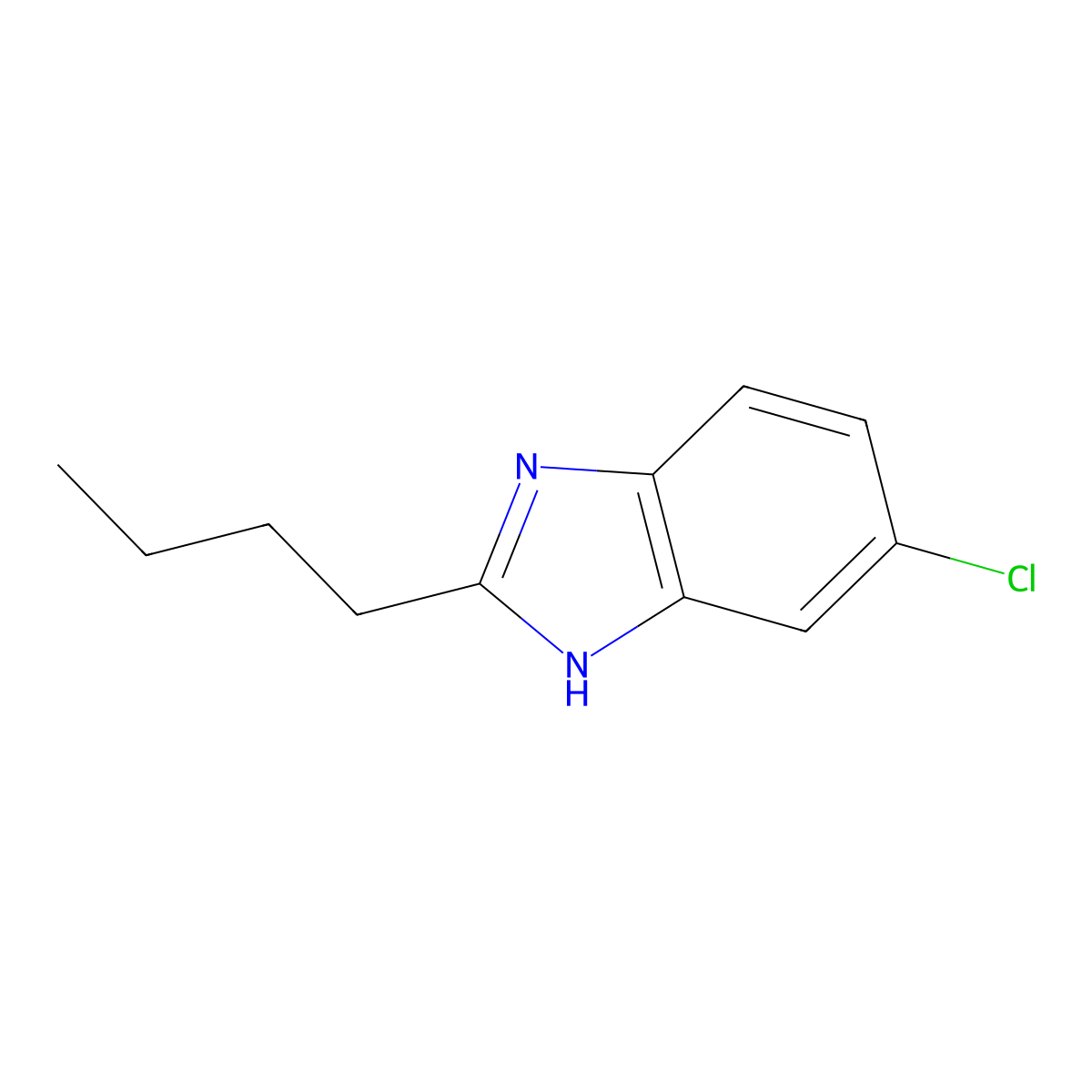 2-Butyl-6-chloro-1H-benzimidazole molecular structure, CAS 5000-76-0