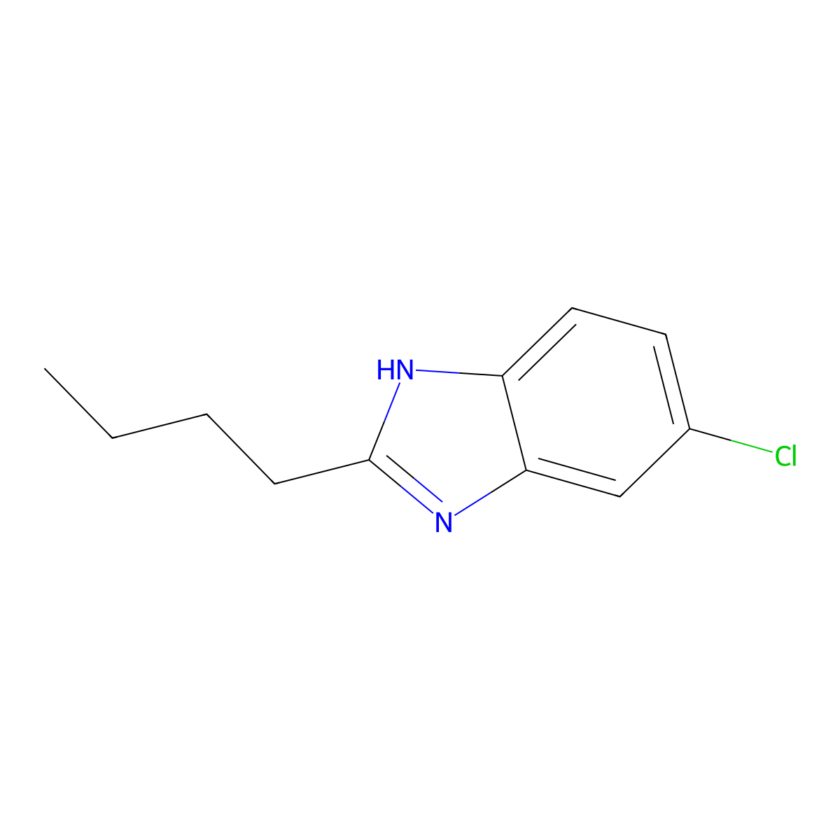 2-Butyl-6-chloro-1H-benzimidazole molecular structure, CAS 5000-76-0